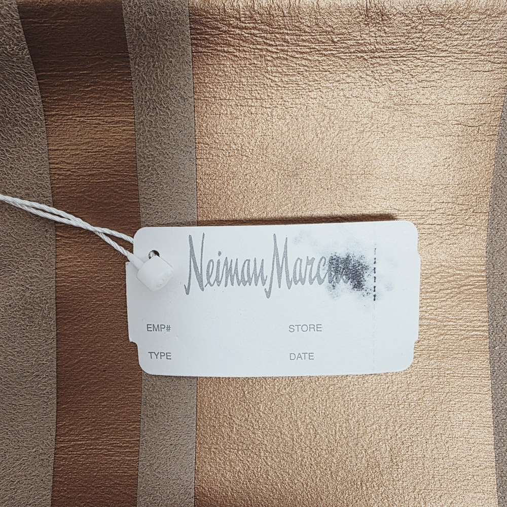 Neiman Marcus Soft Leather Metallic Bronze Wristlet Clutch Heavy Chain Strap - Picture 10 of 10